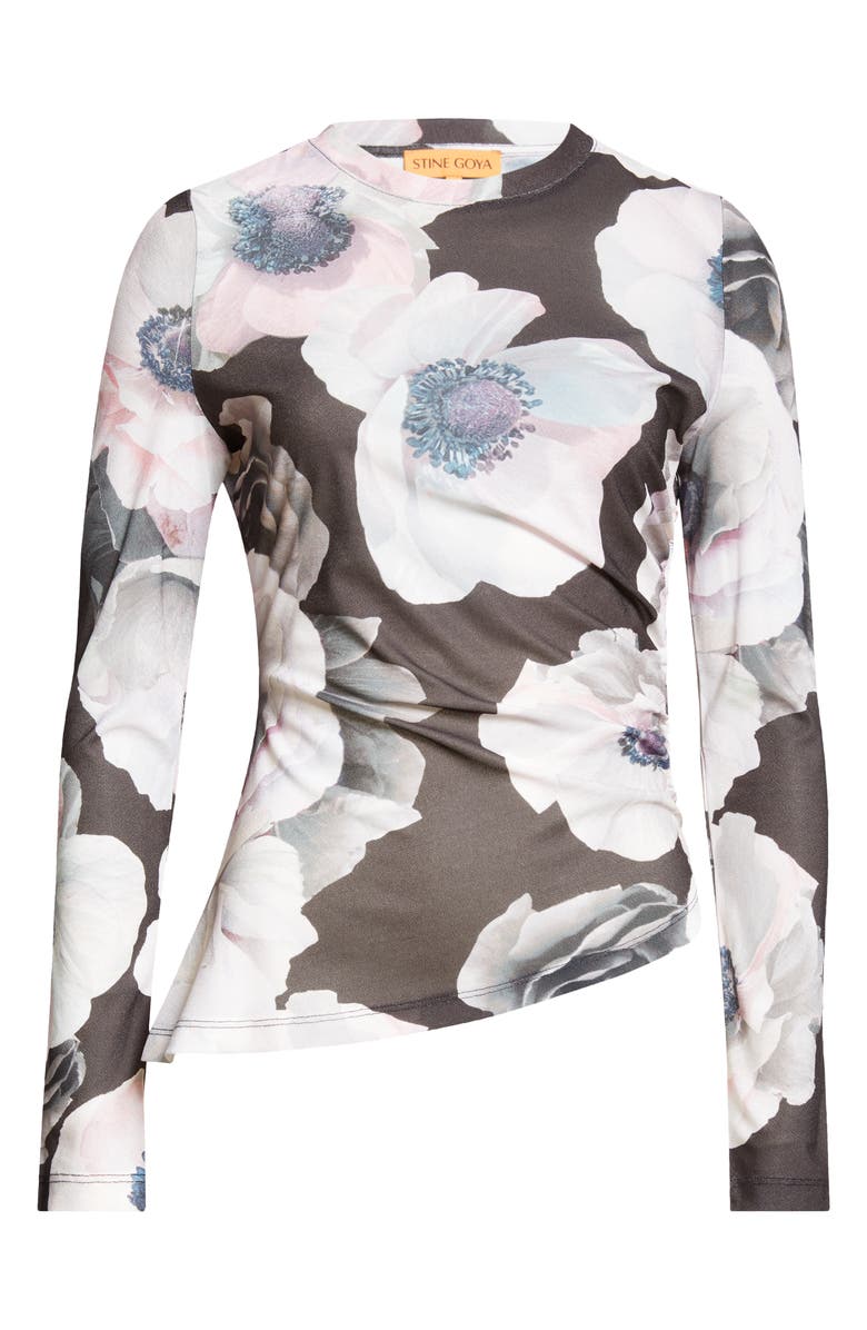 Stine Goya Floral Asymmetric Jersey Top, Alternate, color, Nostalgic Anemone