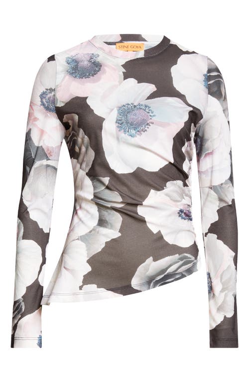 Shop Stine Goya Floral Asymmetric Jersey Top In Nostalgic Anemone