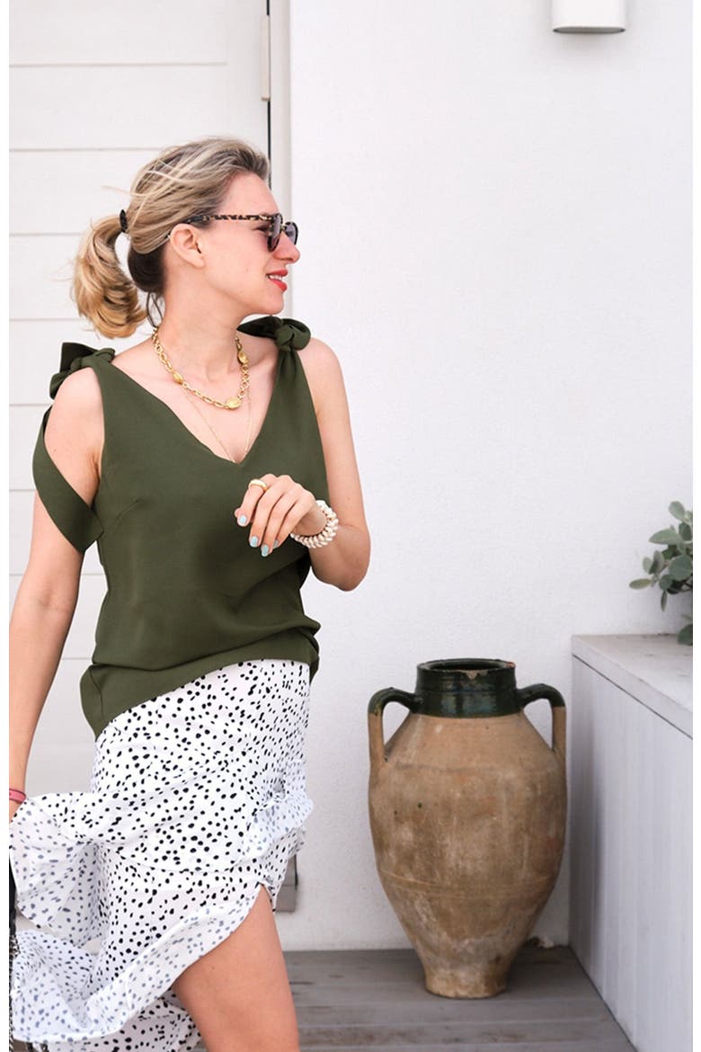 Feel For You V-Neck Top, Alternate, color, Military