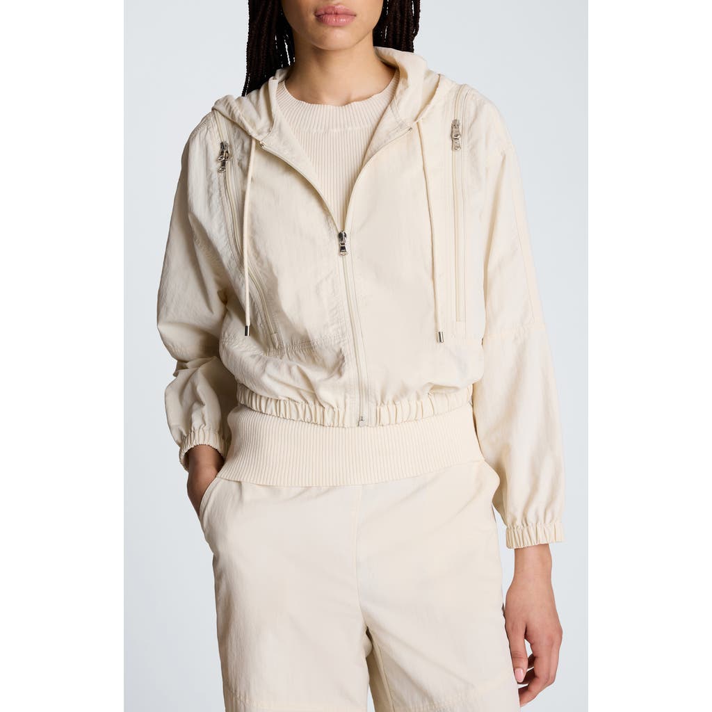 Kenneth Cole Zip Shoulder Hoodie In Oyster