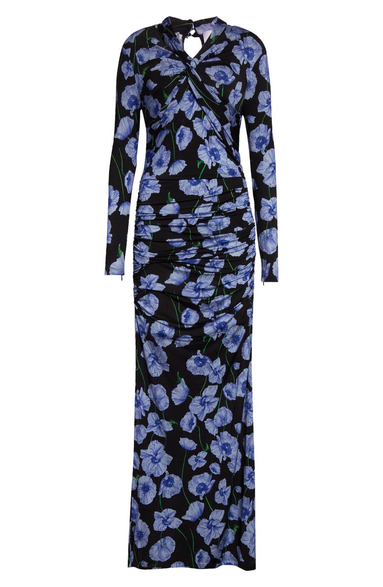 Carolina Herrera Twisted Neckline Long Sleeve Stretch Jersey Gown, Alternate, color, 