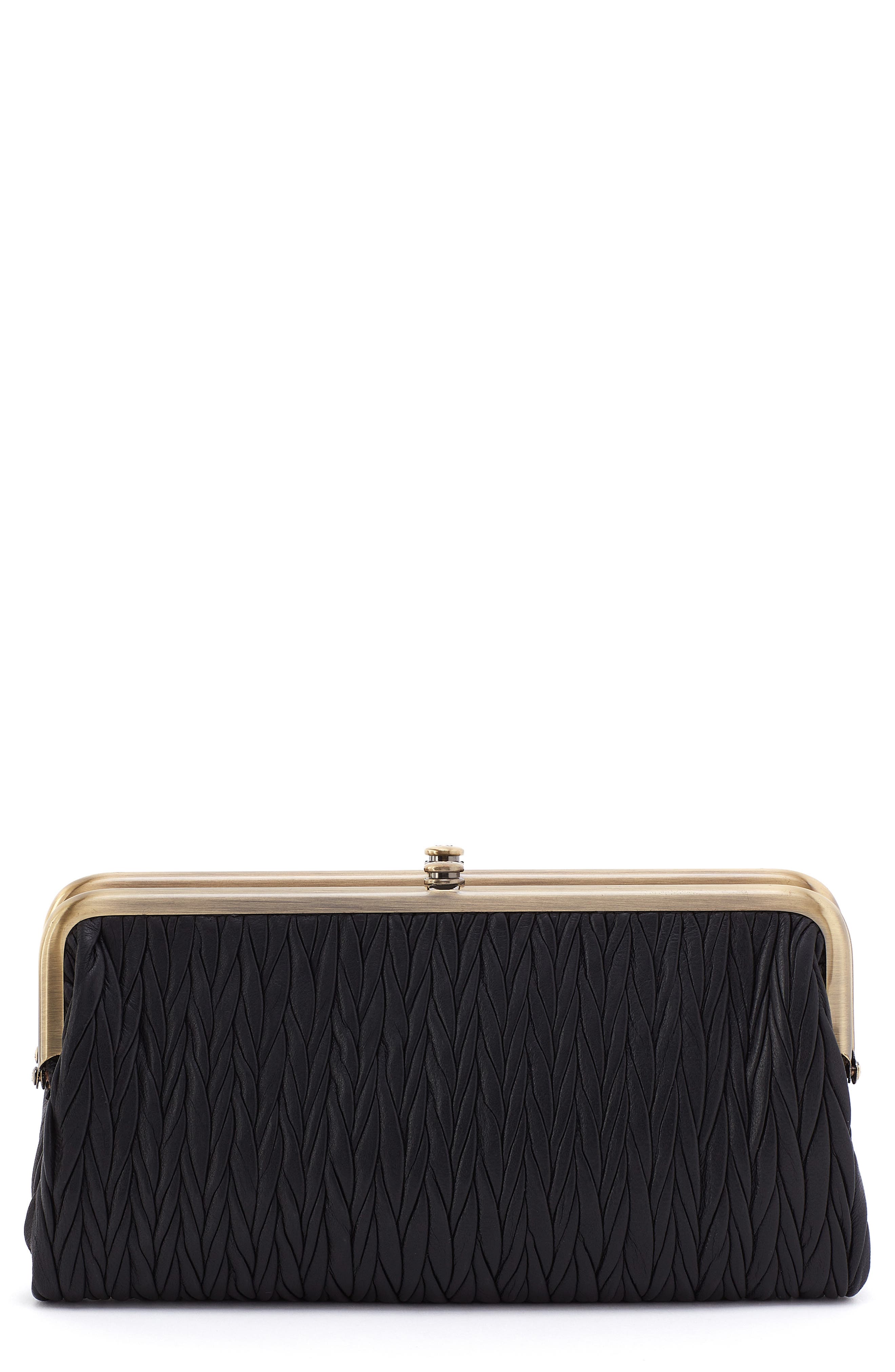 HOBO Lauren Leather Double Frame Clutch, Main, color, 