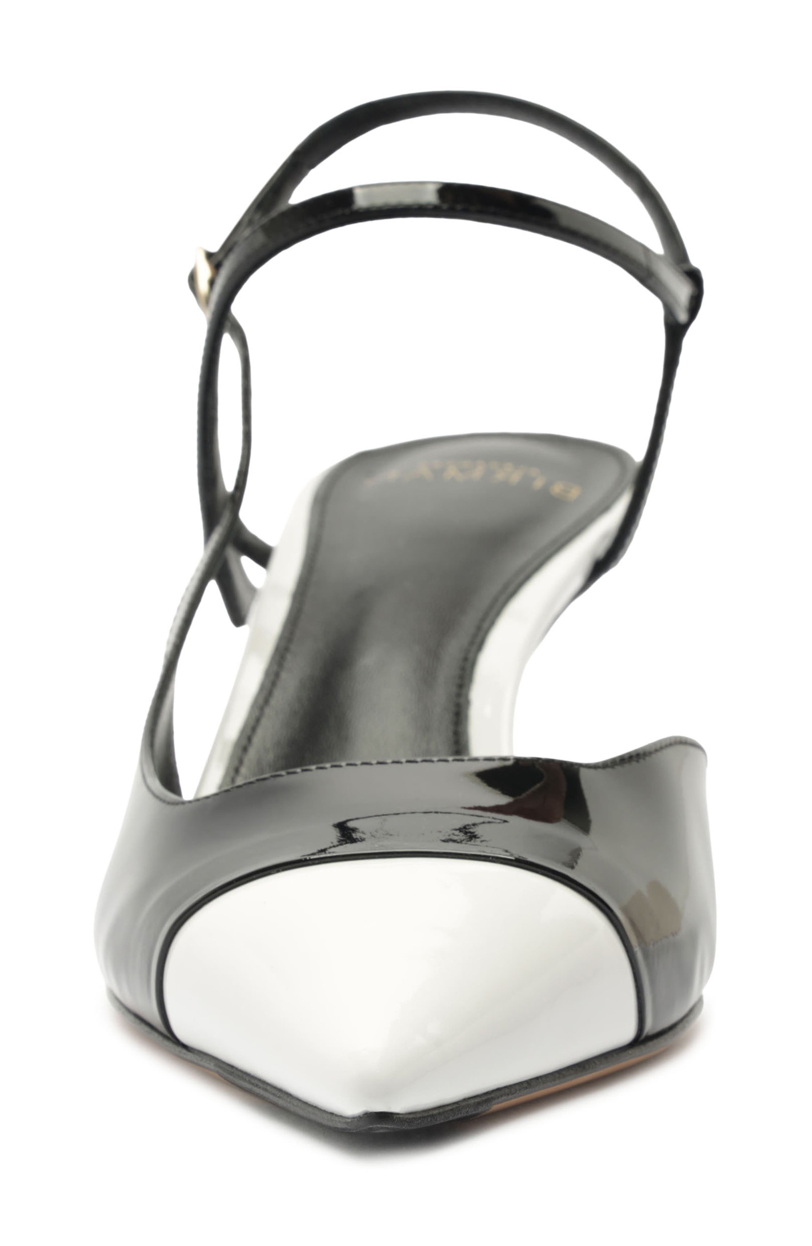 Tita Wrap Leather Cap Toe Slingback Pump, Alternate, color, BLACK/ WHITE