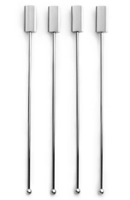 Anna New York Striations Drink Stirrers, Set Of 4 In Silver