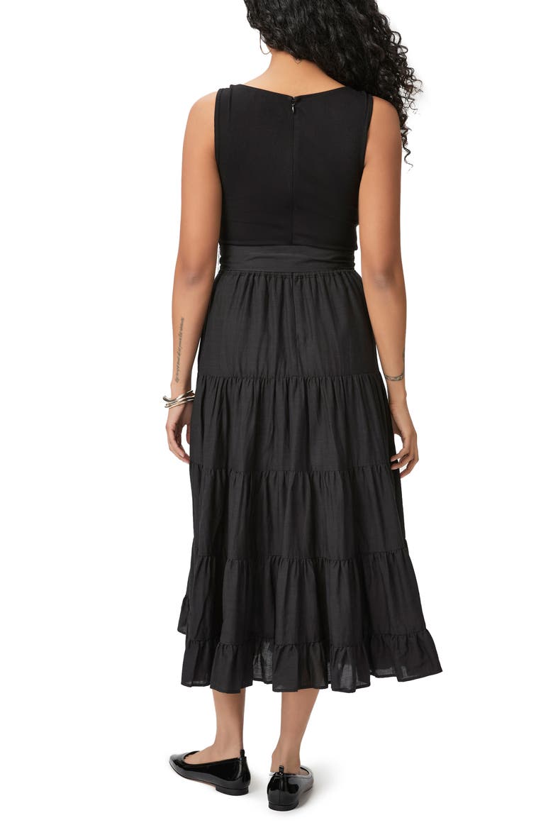 Samosa Tie Waist Sleeveless Tiered Maxi Dress, Alternate, color, BLACK