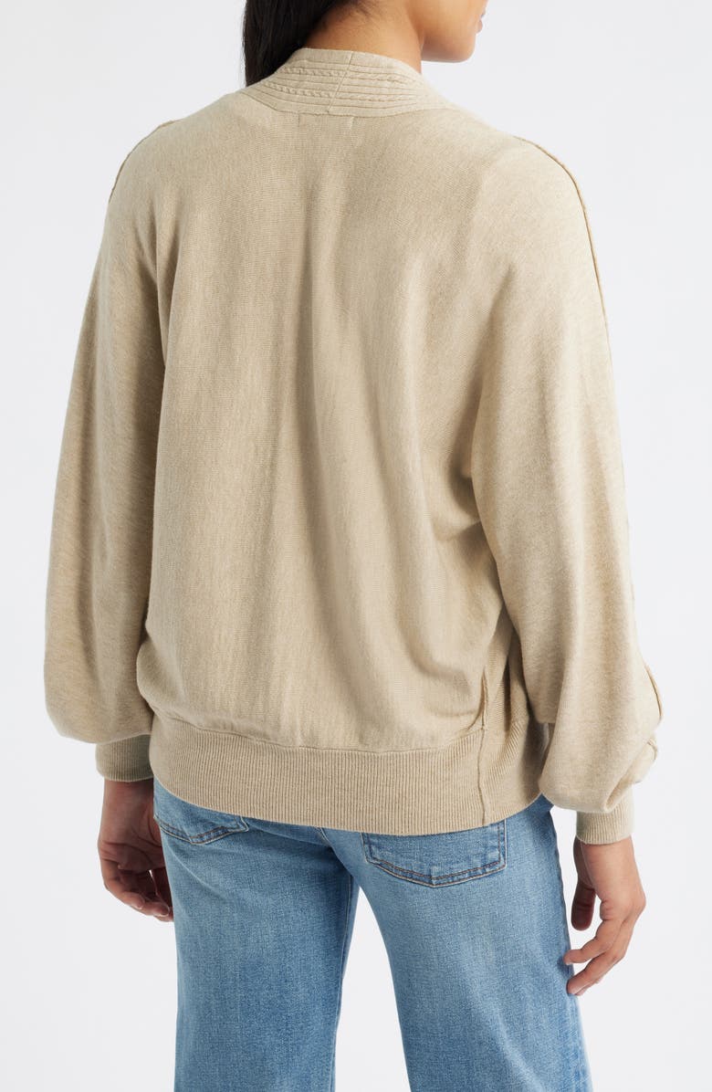 Wit & Wisdom Dolman Sleeve Zip Cardigan, Alternate, color, Heather Wheat