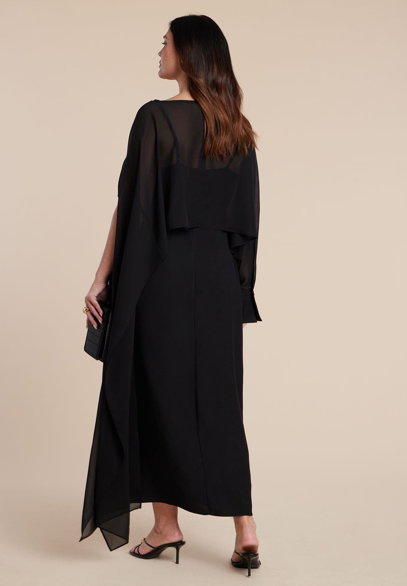 flowy cape dress Coast Women's Cape Sleeve Maxi Dress in Black | Size: 12