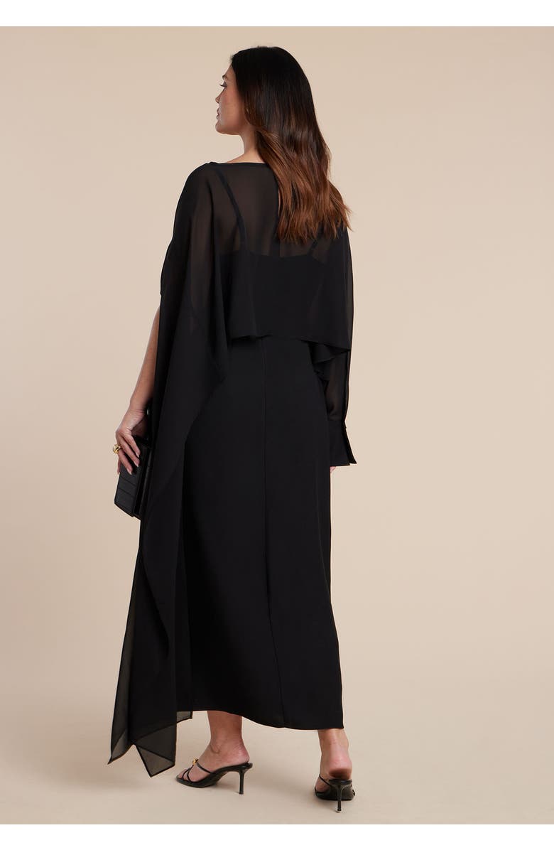 ELOQUII Flowy Sheer Cape Dress, Alternate, color, Black Onyx