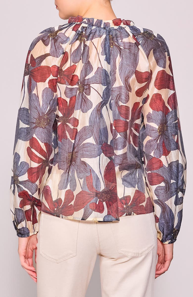 MELLODAY Ruffle Print Top, Alternate, color, Ivory Multi