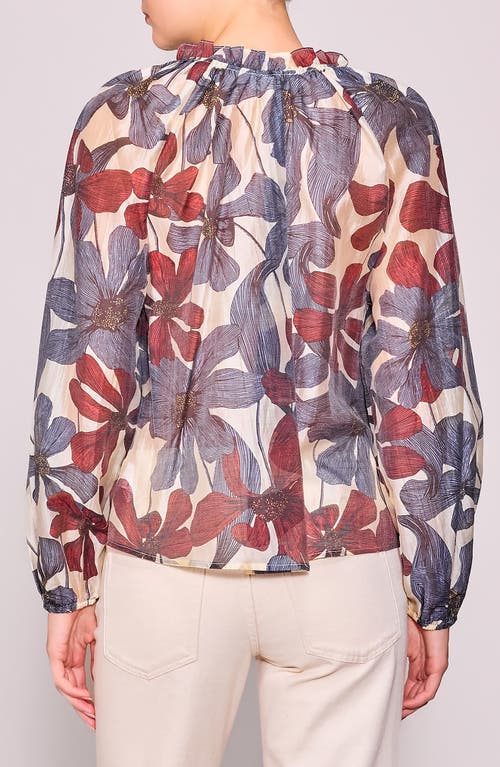 Melloday Ruffle Print Top In Multi
