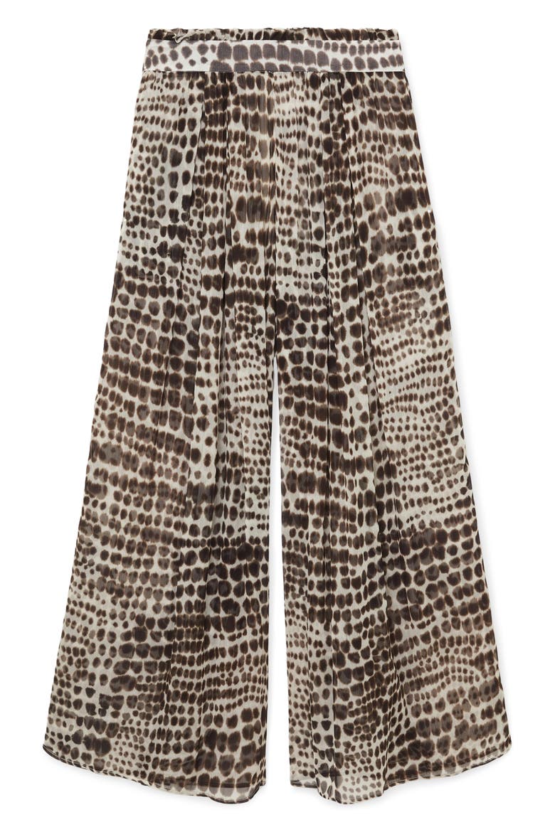Aurelie Wide Leg Animal Print Pants, Alternate, color, CHOCOLATE