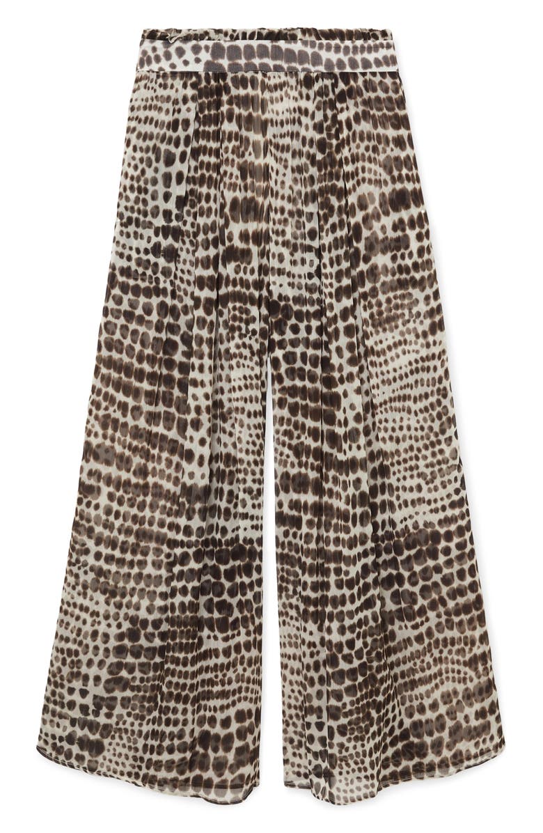 Reiss Aurelie Wide Leg Animal Print Pants, Alternate, color, Chocolate
