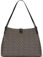Balmain Medium Release Shopper bag in monogram jacquard and calfskin leather