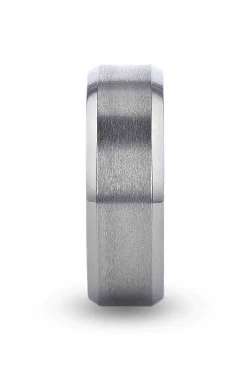 Larson Jewelers Shire Titanium Flat Wedding Ring Brushed Center With Polished Beveled Edges, Alternate, color, Silver 8Mm