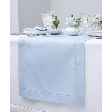 Linen Table Runner for Dining Table, Holiday and Everyday Table Decor - Classic Hemstitch