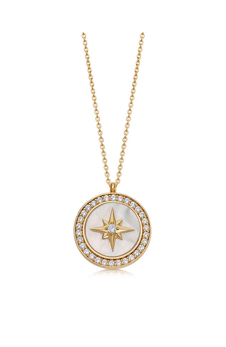 Astley Clarke Gold Large Polaris Mother of Pearl Locket Necklace, Main, color, Polaris