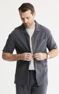 JACHS Linen Blend Short Sleeve Camp Shirt