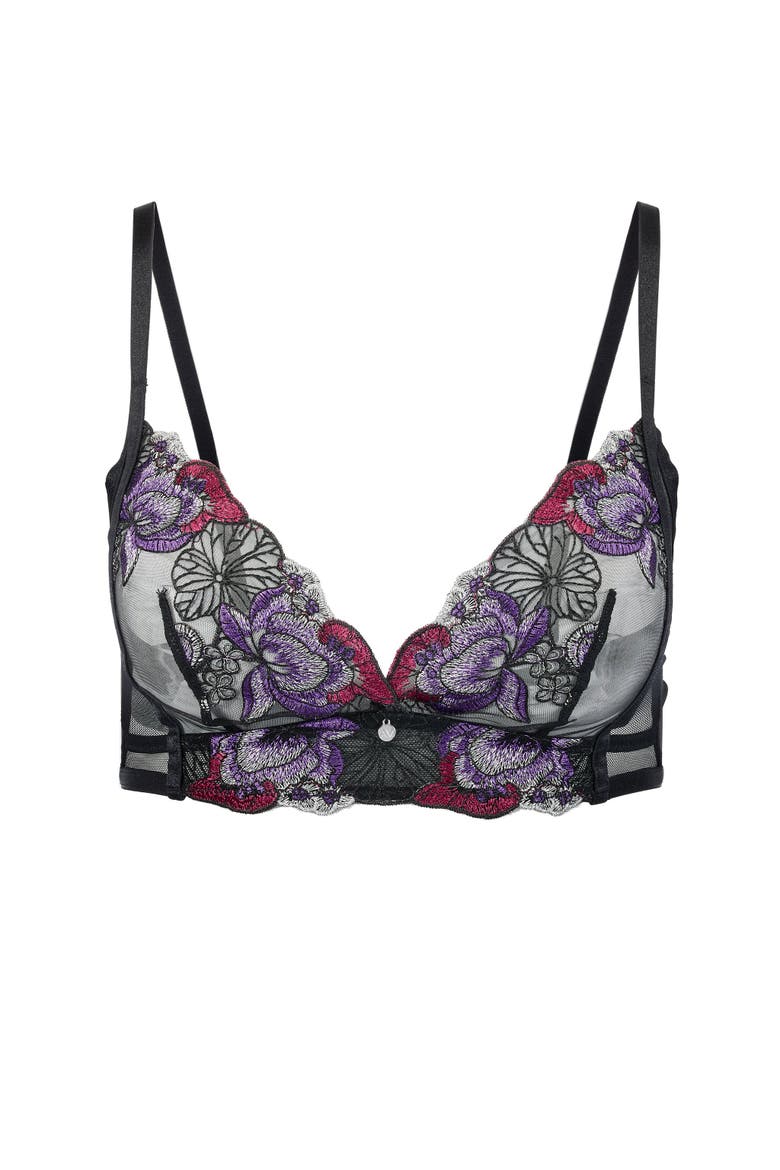 Emilie Unlined Bralette Bra, Alternate, color, Floral Black