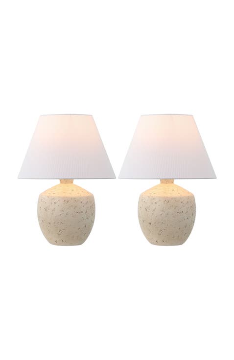 Myron 18" Minimalist Scandinavian Concrete Effect Resin/Iron LED Table Lamp (Set of 2)