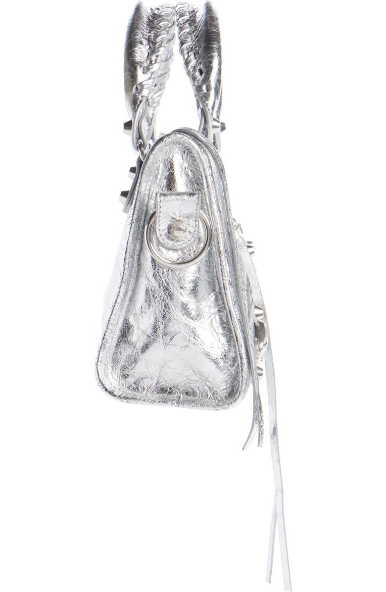 Balenciaga Mini Le City Metallic Lambskin Leather Handbag, Alternate, color, 8122 Silver