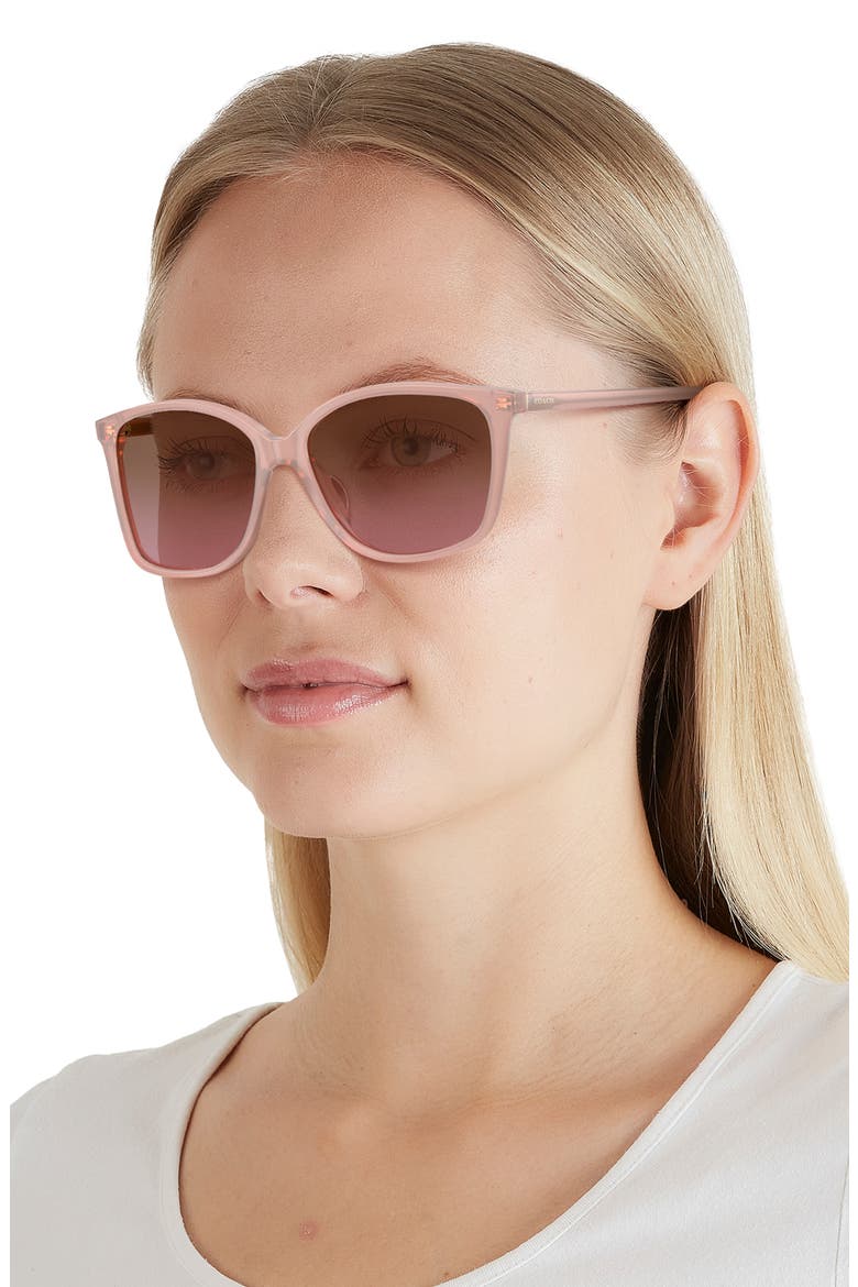 57mm Gradient Square Sunglasses, Alternate, color, MILKY BUFF/ BROWN ROSE GRAD