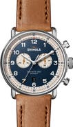 Shinola Canfield Model C56 Chronograph Leather Strap Watch, 43mm