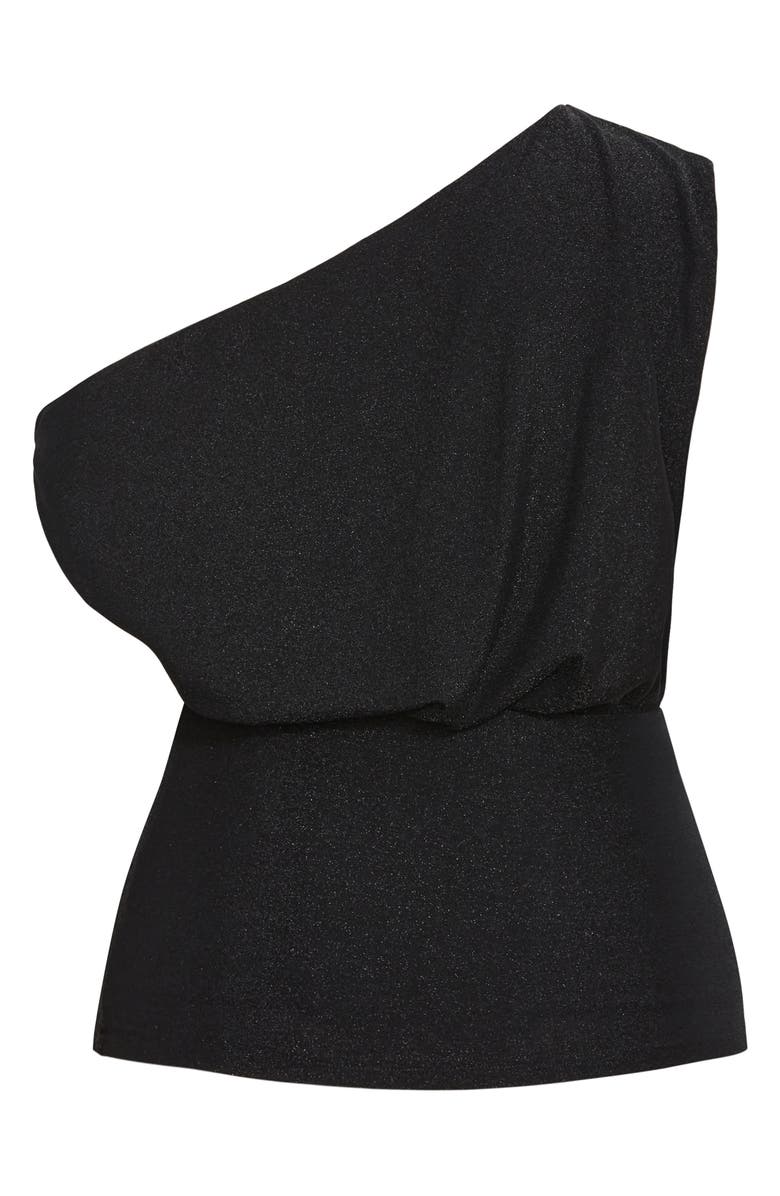 City Chic Paloma Shimmer One-Shoulder Top, Alternate, color, Black