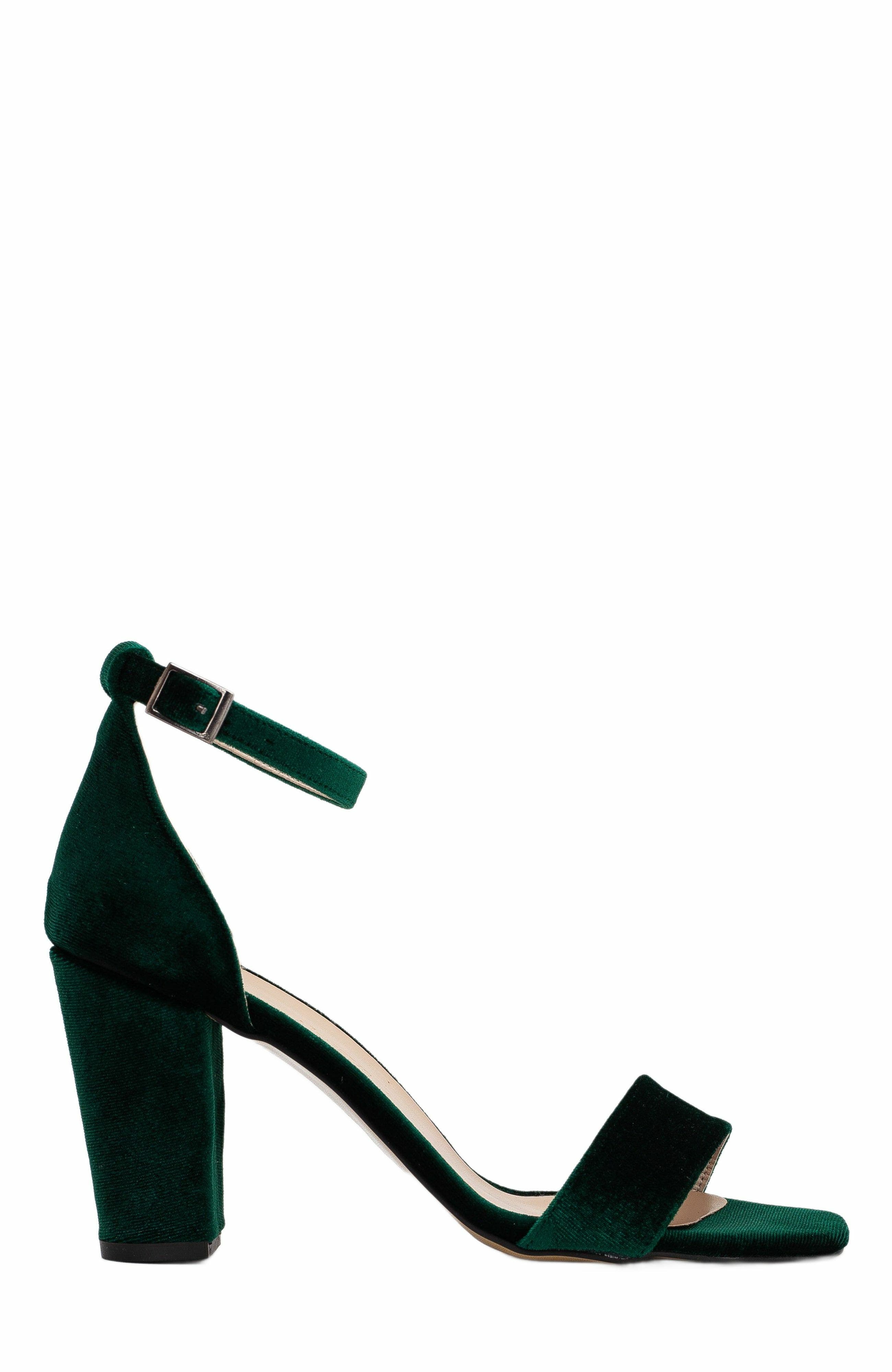 Forever & Always Shoes Melissa Block Heels Sandals with Pearls, Alternate, color, Emerald Green