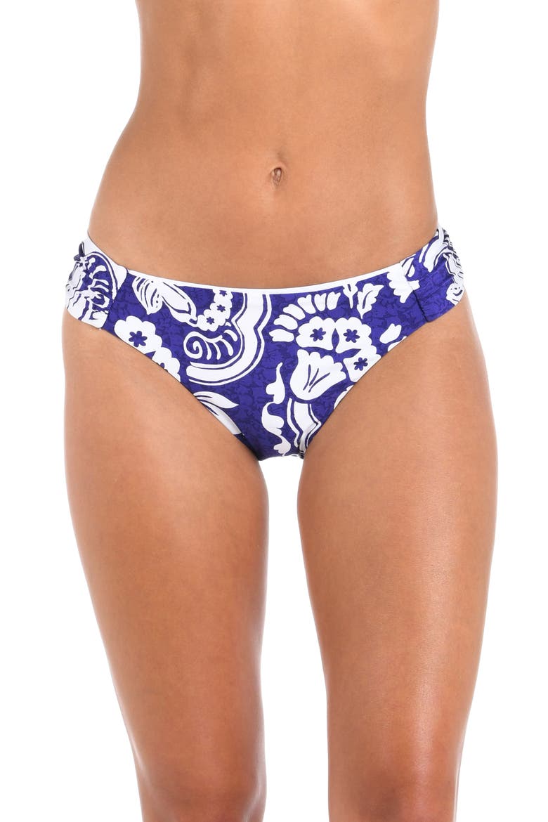 Floral Shirred Side Bikini Bottoms, Main, color, ULTRAMARINE