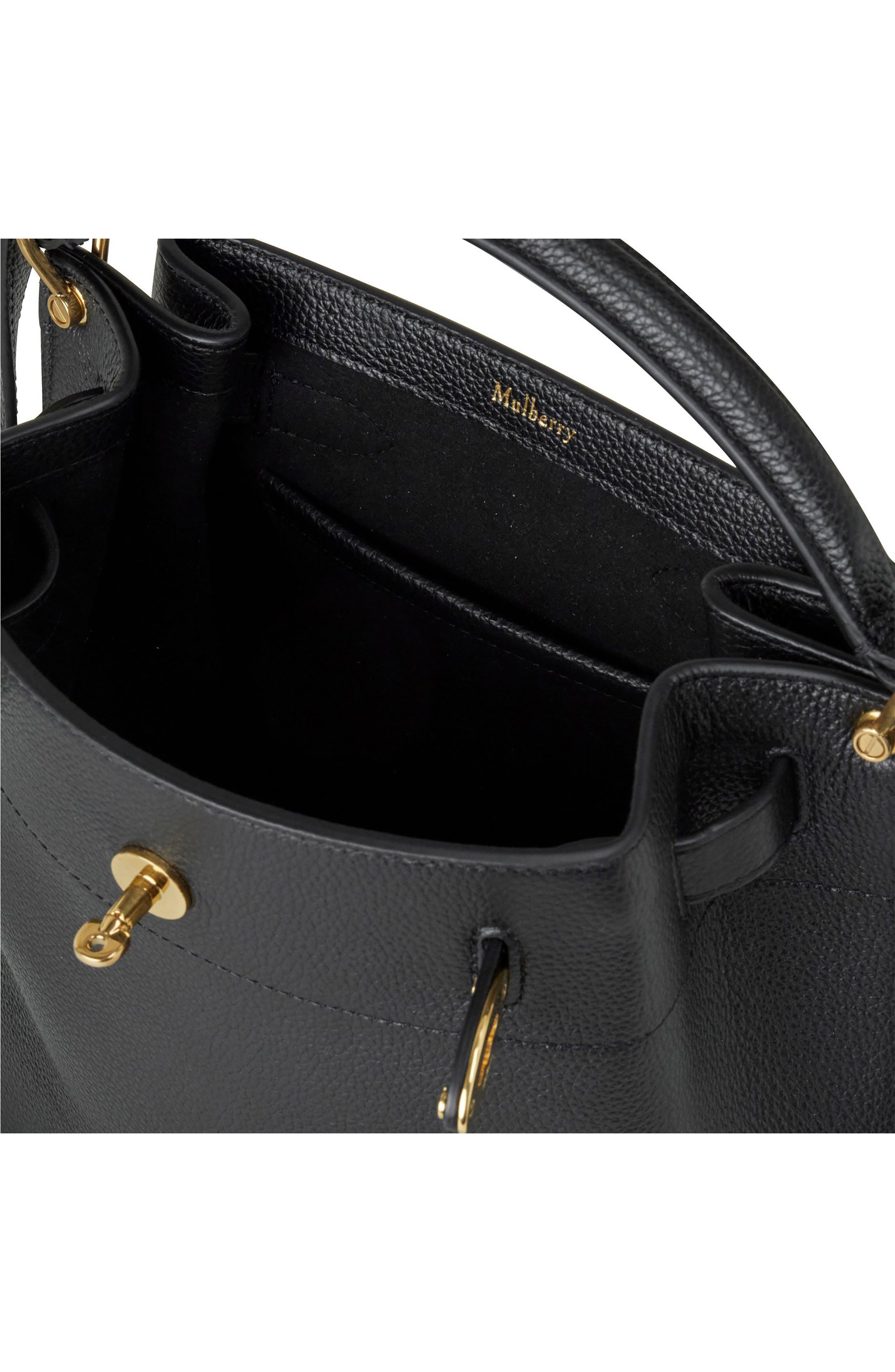 Mulberry Islington Leather Bucket Bag, Alternate, color, Black