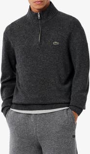 Lacoste Classic Fit Wool Quarter Zip Sweater