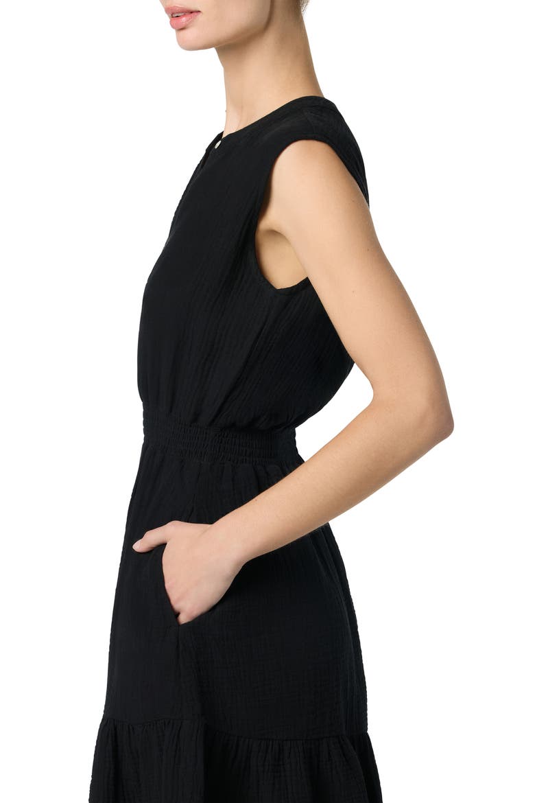 Cotton Gauze Midi Dress, Alternate, color, BLACK