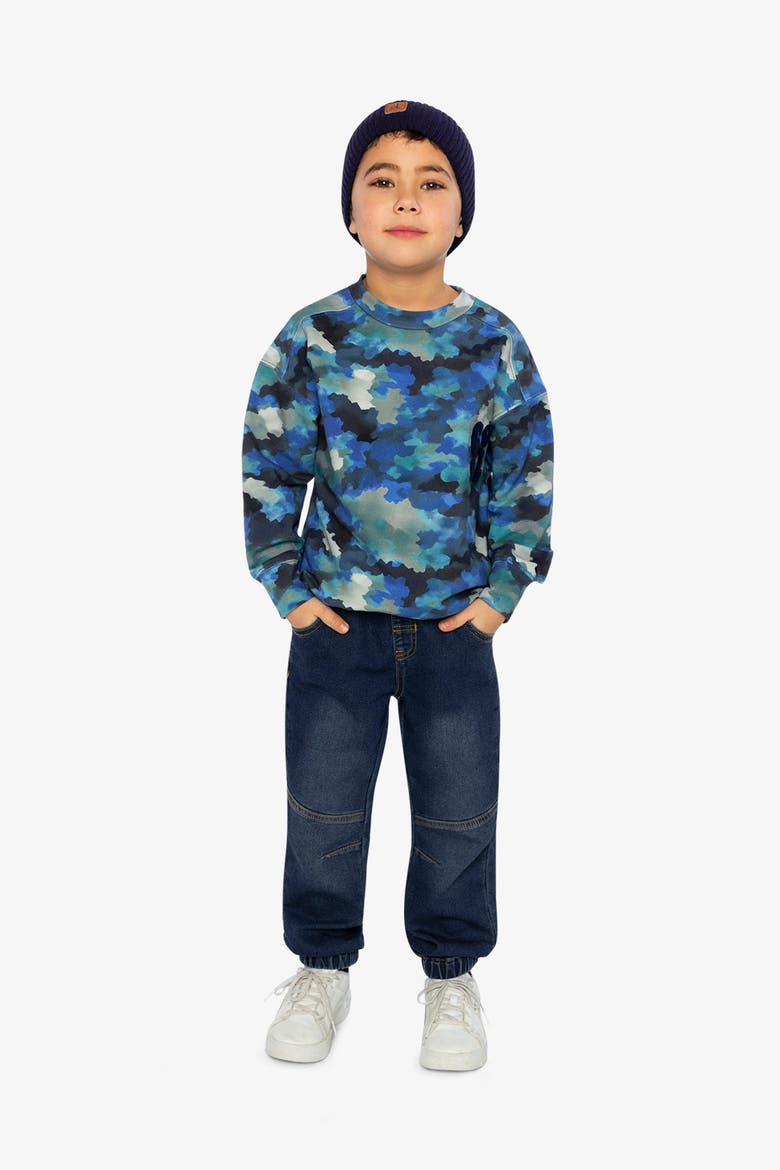 Camouflage Cool Graphic Fleece Sweatshirt, Alternate, color, Blue and Grey Camouflage