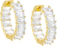 BY ADINA EDEN Moissanite Emerald Cut Inside Outside Hoop Earring