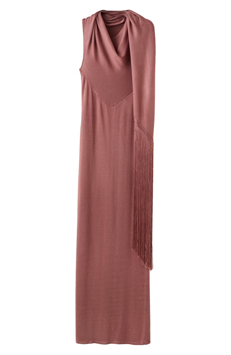 MANGO Shawl Sleeveless Knit Maxi Dress, Alternate, color, Russet