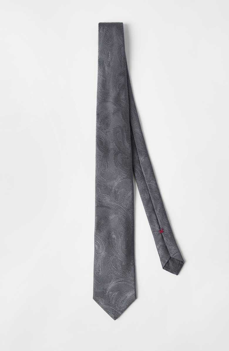 Brunello Cucinelli Silk tie with pattern, Alternate, color, Lead