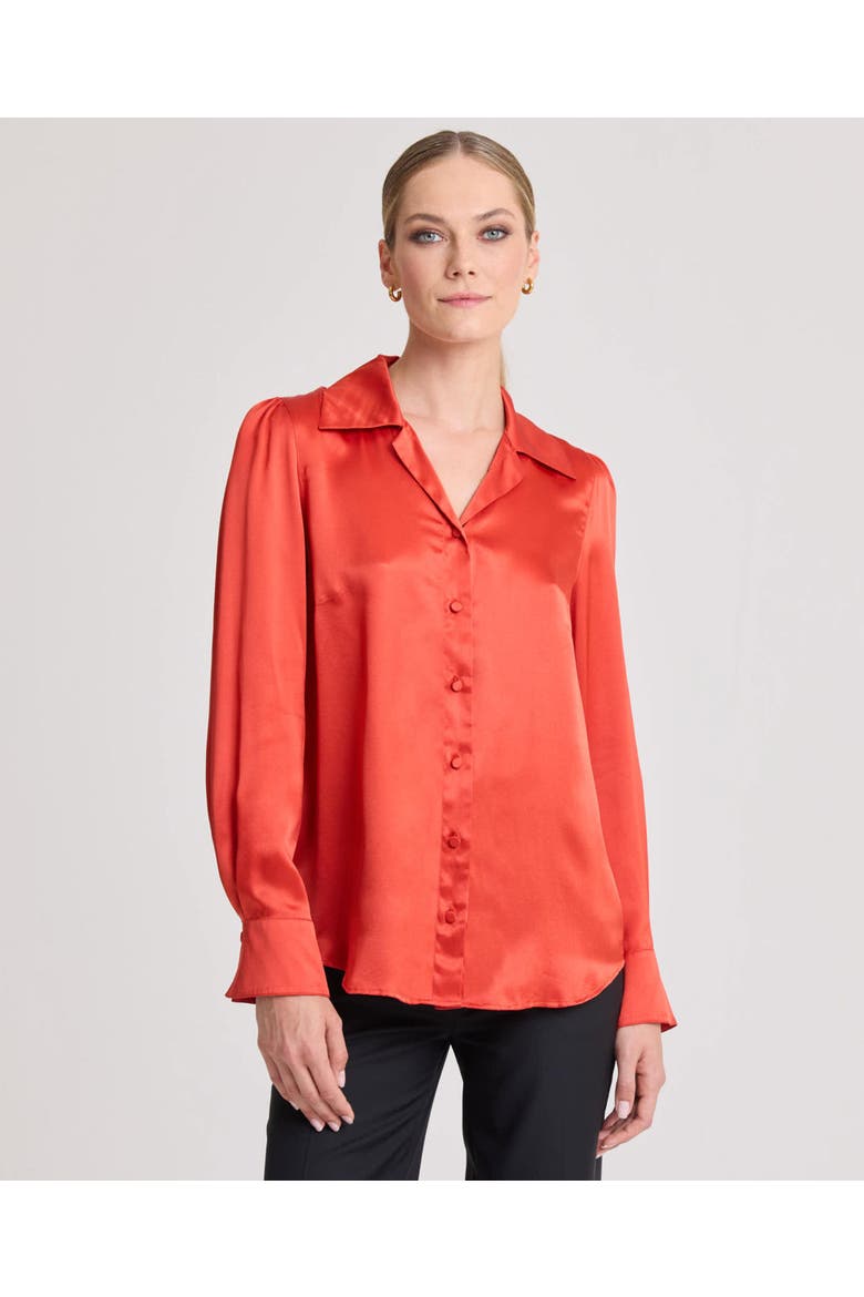 Beatrice Silk Satin Collar Shirt, Alternate, color, Red