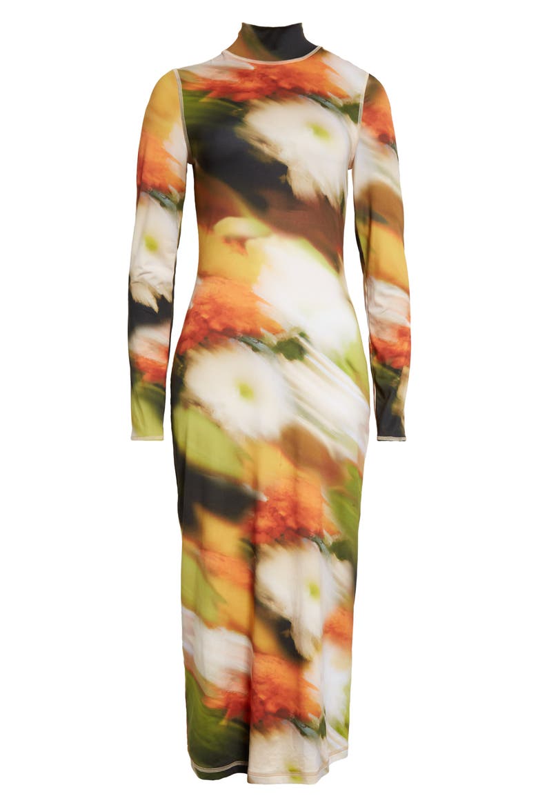 Jessie Abstract Floral Long Sleeve Knit Midi Dress, Alternate, color, FLOWERS IN FAST MOTION