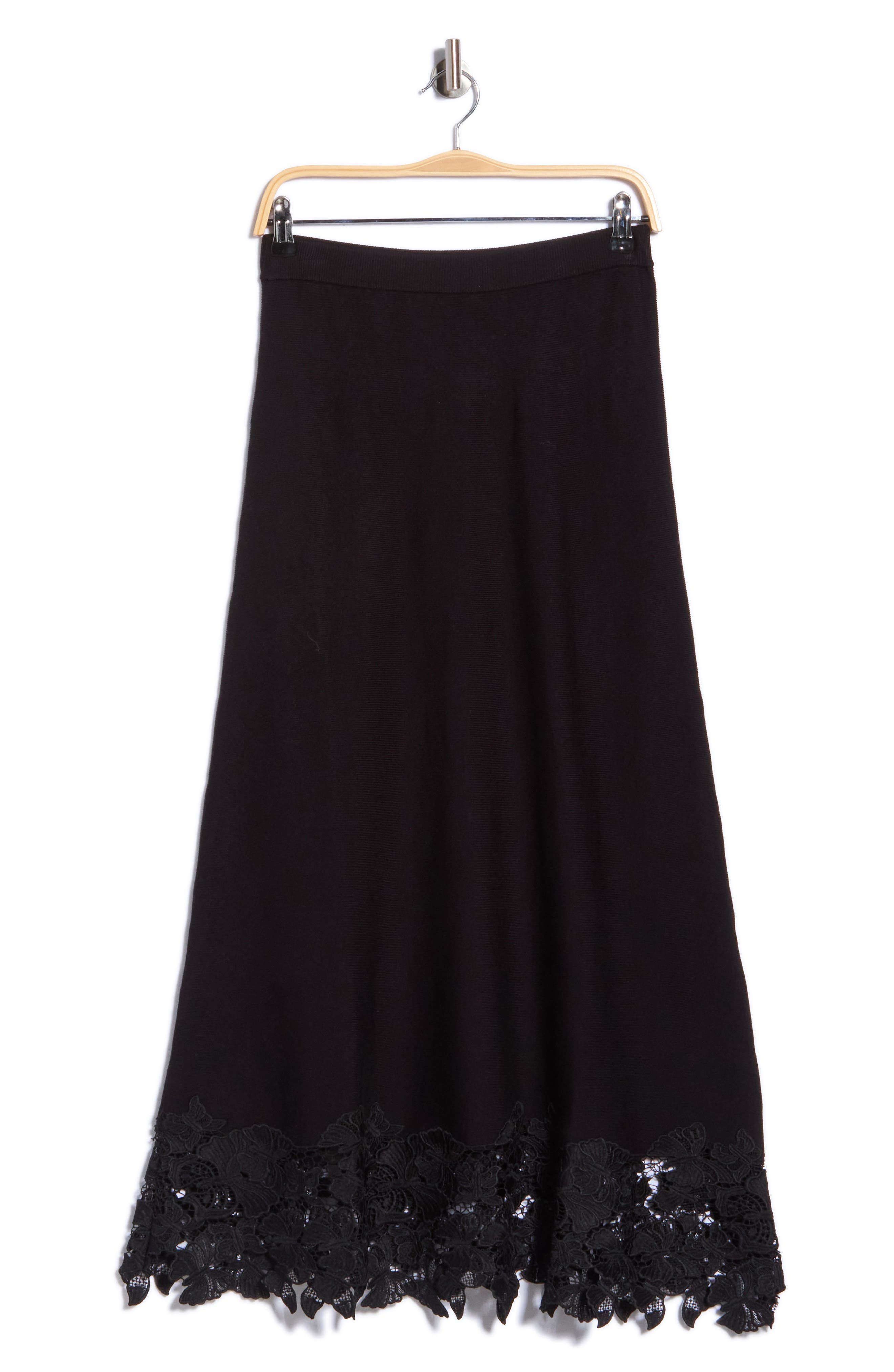 Lace Hem Midi Sweater Skirt