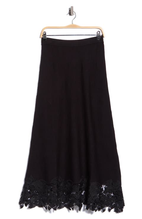 Lace Hem Midi Sweater Skirt
