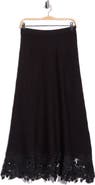 Adrianna Papell Lace Hem Midi Sweater Skirt