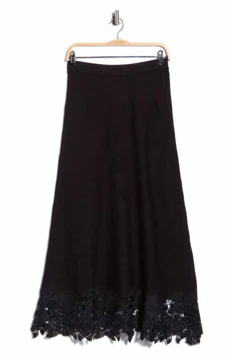Lace Hem Midi Sweater Skirt
