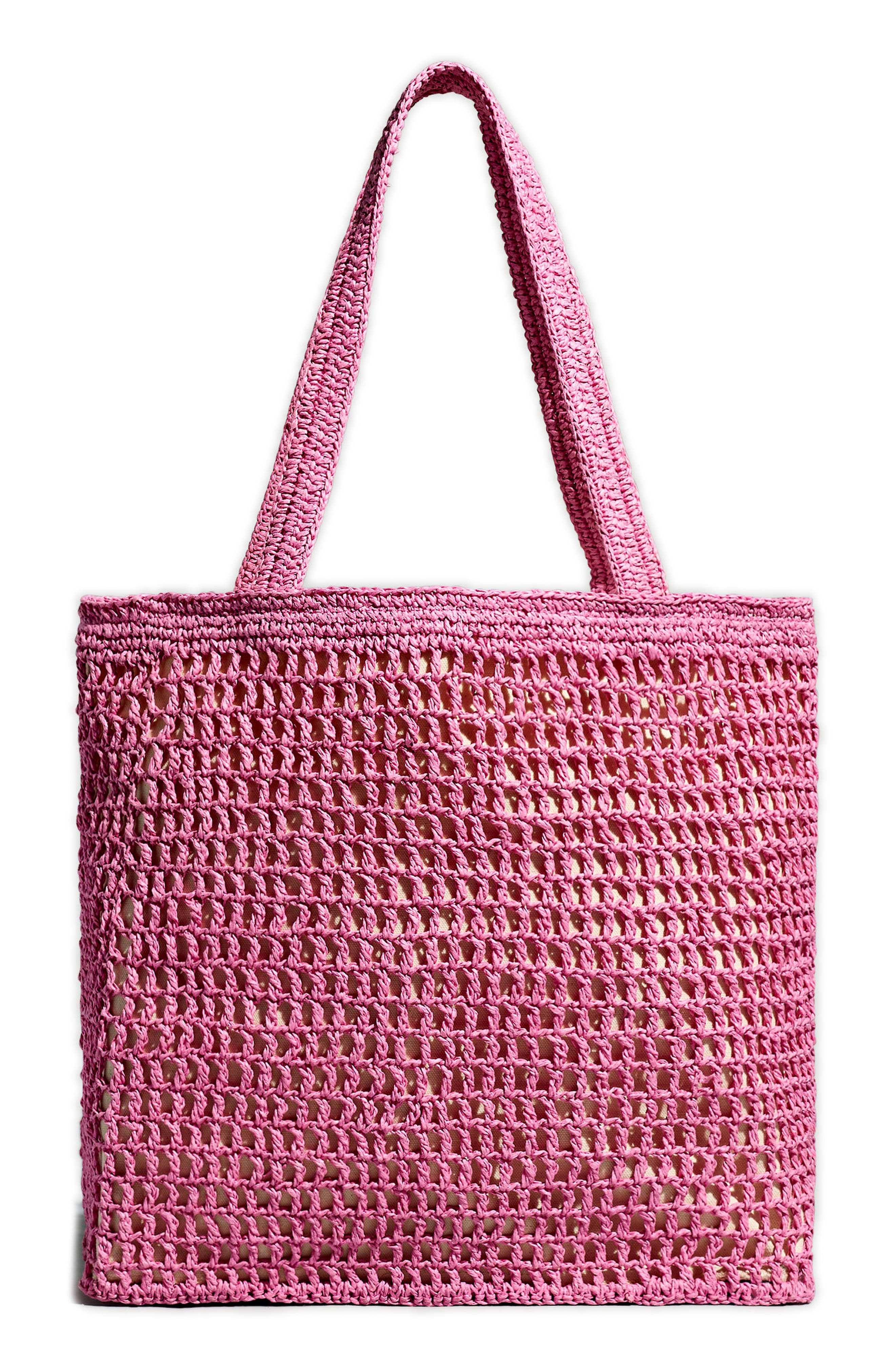 The Transport Tote: Straw Edition, Main, color, RETRO PINK