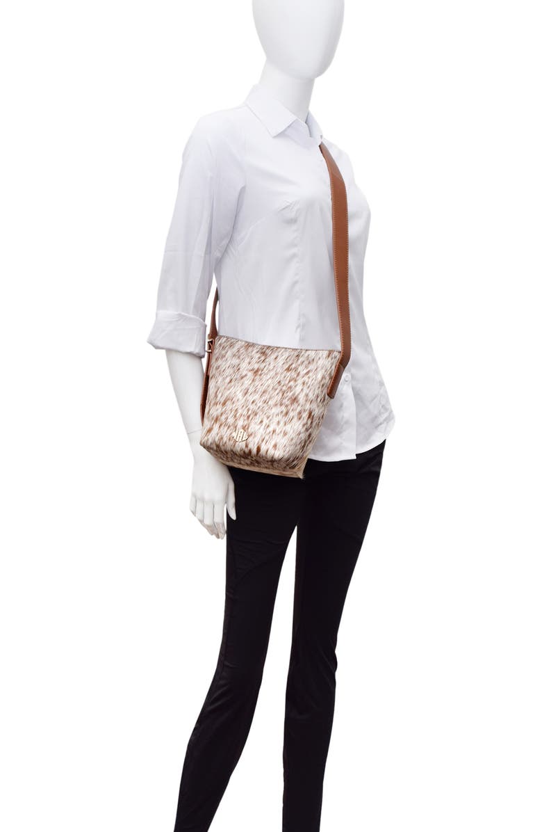 New Amsterdam Leatherworks Jayden Genuine Calf Hair Bucket Bag, Alternate, color, Chestnut/ Ivory