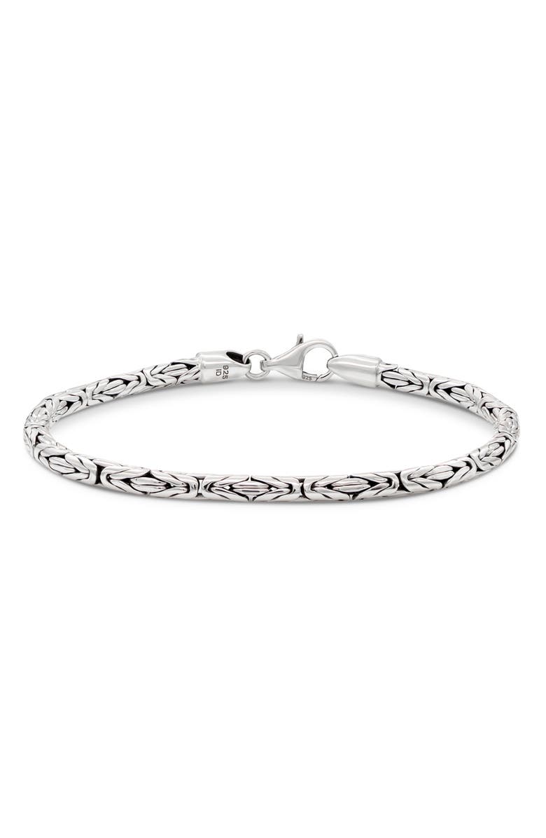 DEVATA Gender Inclusive Sterling Silver Borobudur Round 3mm Chain Bracelet, Main, color, Silver