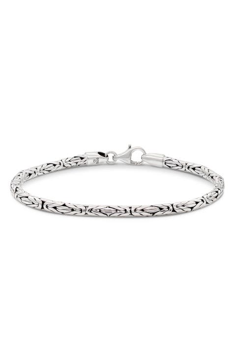 Gender Inclusive Sterling Silver Borobudur Round 3mm Chain Bracelet
