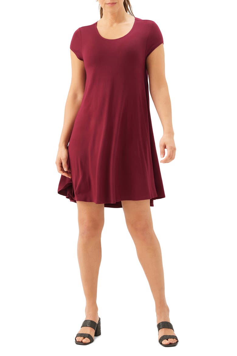Maggie Cap Sleeve Trapeze Dress, Main, color, RED BURGUNDY
