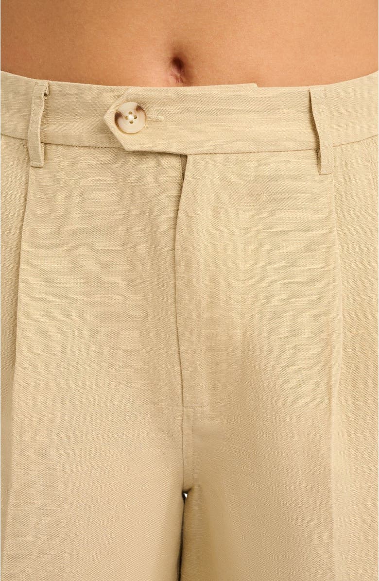 Onia Air Linen Pleated Bermuda Short, Alternate, color, Jute