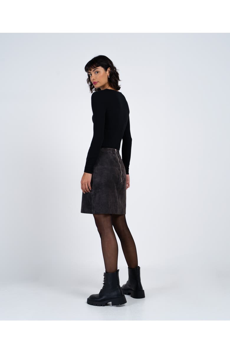 Kettlewell Hayden Suede Skirt, Alternate, color, Shadow Grey