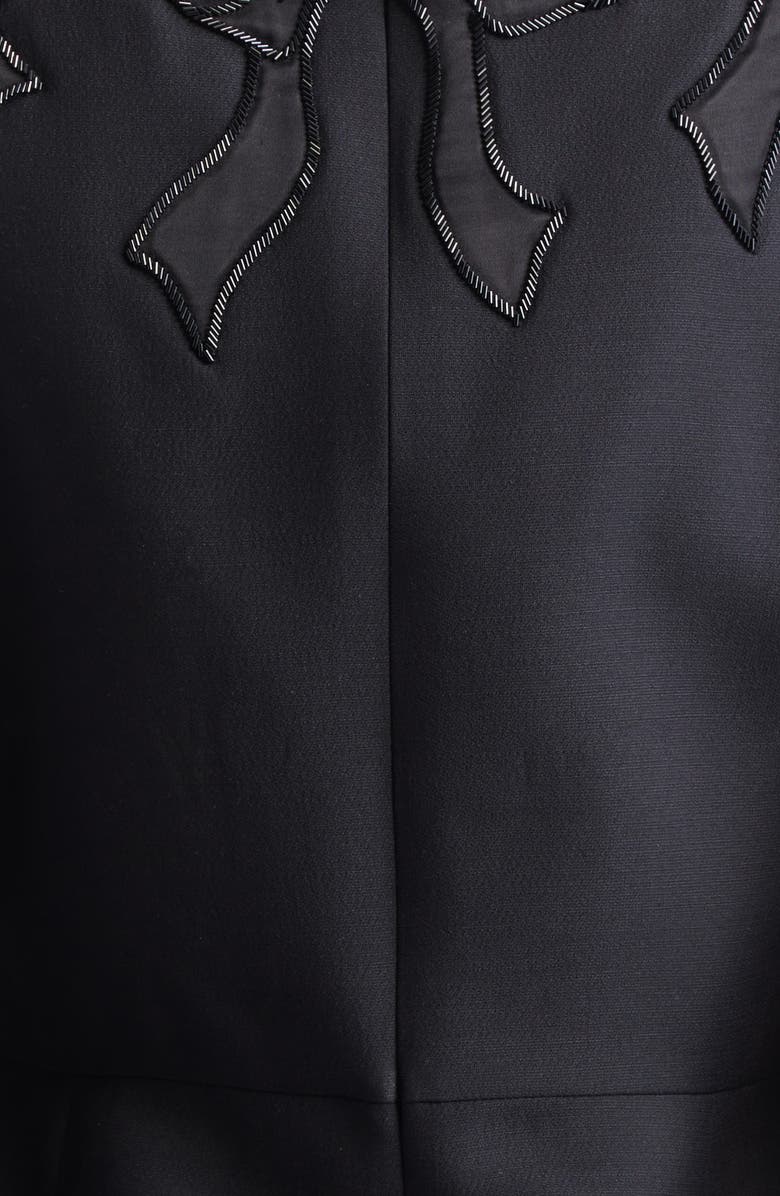 Valentino Beaded Bow Detail Crepe Couture Sheath Dress, Alternate, color, Black